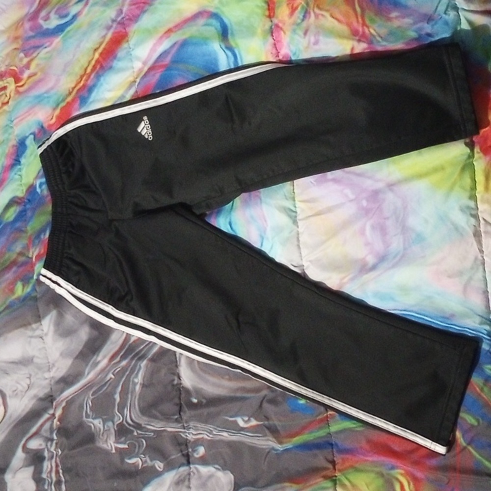 Black Adidas active wear pants, boys size 6